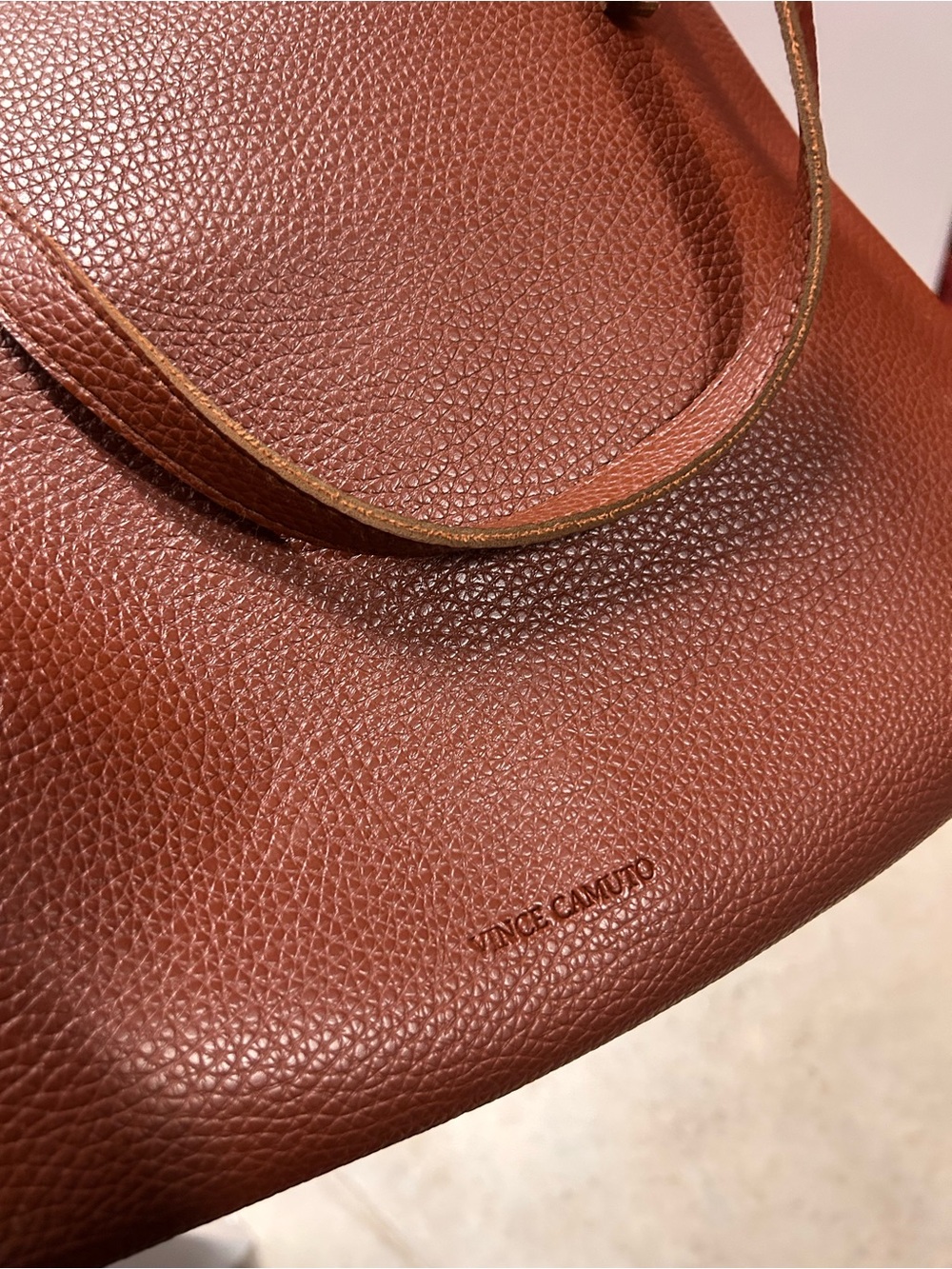 Vince Camuto Cognac Pebbled Leather Shoulder Bag